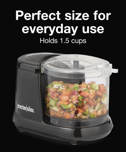 1.5 Cup Food Chopper and Mini Food Processor, Black