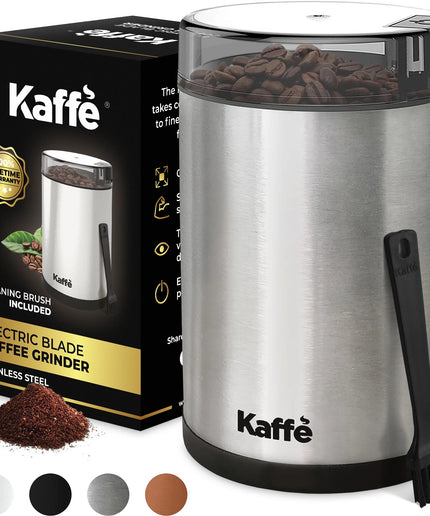 14Cup Electric Coffee Grinder with Auto On/Off, Stainless Steel (Cleaning Brush Included)