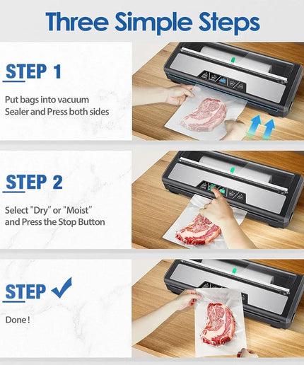 Vacuum Sealer Machine, Automatic Food Sealing Machine with Vacuum Rolls Bags, Easy to Clean, for Sous Vide Food Saver