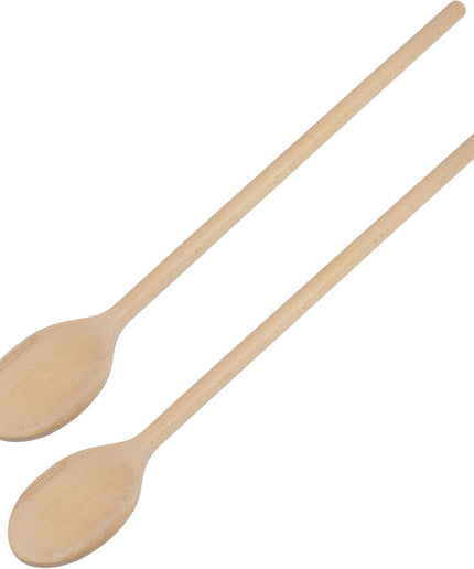 16-Inch Long Wooden Cooking Mixing Oval Spoons, Beechwood (Set of 2)