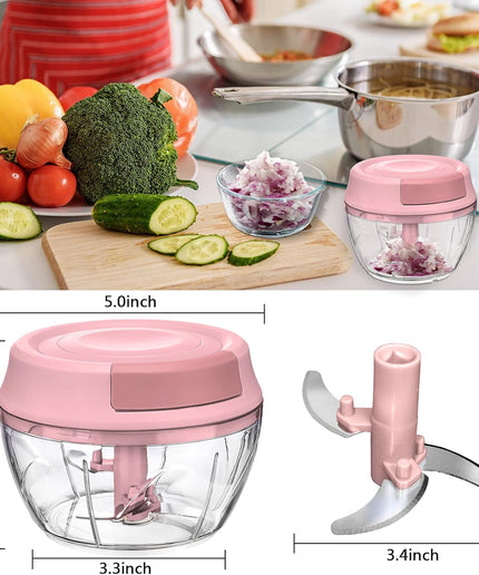 Pull Chop Chopper and Manual Food Processor,Blender,Baby Food Masher with Cord Mechanism for Vegetable Garlic Onion Fruits(500Ml)