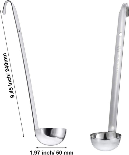 3 Pieces Stainless Steel Ladle Soup Handle Ladle with Pouring Rim for Kitchen Cooking Soup Sauce (1 Oz)