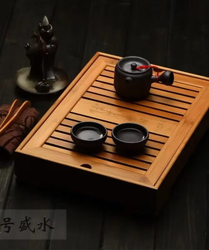 Bamboo Tea Trays Kung Fu Tea Accessories Tea Tray Table with Drain Rack Chinese Tea Serving Tray Set Free Shipping