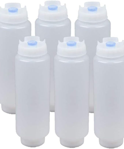 6PCS 16oz Inverted Plastic Squeeze Bottles,Condiment Squeeze Bottles for Sauces, Refillable Large Valve Dispenser Ketchup Sour Cream Squeeze Bottles for Restaurants Catering