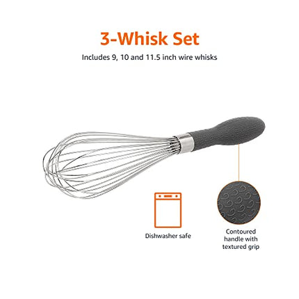 Stainless Steel Wire Whisk Set, Gray - 3-Piece