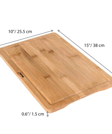 Wood Cutting Board for Kitchen 15x10 inch - Wooden Serving Tray - Large Bamboo Chopping Board with Juice Groove and Handles