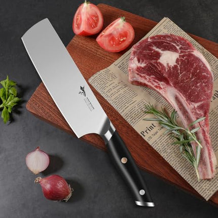 MAD SHARK Japanese Nakiri Knife - 7" Razor Sharp & Full Tang Vegetable Kitchen Knife, Multipurpose Asian Chef Knife for Chopping, Dicing & Slicing with Ergonomic Handle