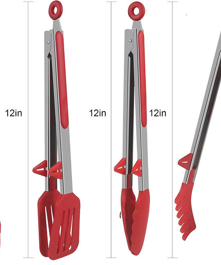 Premium Stainless Steel Locking Kitchen Tongs, Silicone Pliers, Non Stick Heat-Resistant Barbecue PLIERS SET, Can Be Used for Barbecue/Cooking/Picnic/Party Occasions