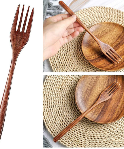 Wooden Spoon and Fork for Eating Utensil Set Lunch Wood Cutlery Japanese Silverware Sets Wooden Flatware Reusable Bamboo Utensils Korean Wood Forks Spoons