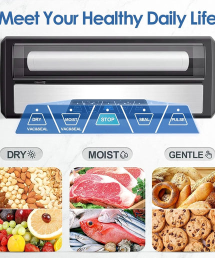 Vacuum Sealer Machine, Automatic Food Sealing Machine with Vacuum Rolls Bags, Easy to Clean, for Sous Vide Food Saver