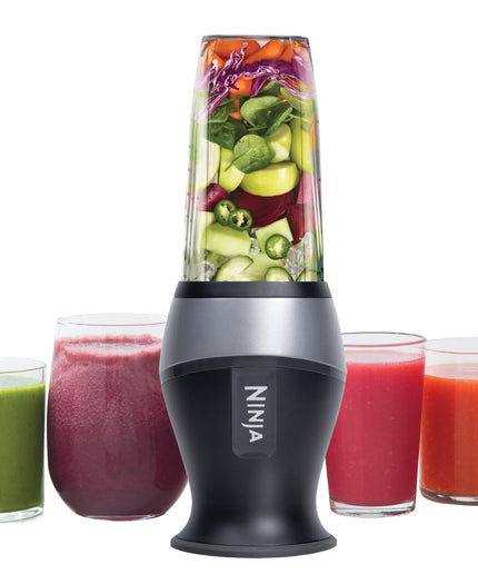 Ninja Fit Compact Personal Blender, Portable Blender for-Smoothies, Shakes, Food Prep, and Frozen Blending, 700-Watt Base, (2) 16-oz. Cups and Spout Lids, Black QB3001SS