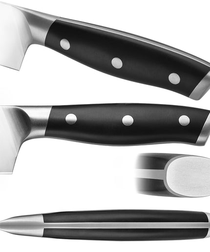 Klaus Meyer Stahl High Carbon Exclusive German Steel 5.5 inch Santoku Knife (Black)