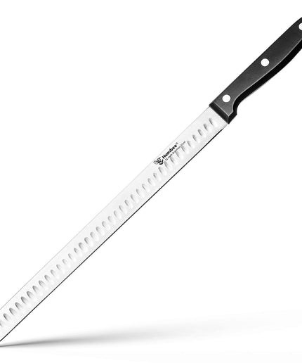 Humbee 12 inch Carving Knife Razor Sharp Blade with Granton Edge for Cutting Smoked Brisket, BBQ Meat, Turkey,Black