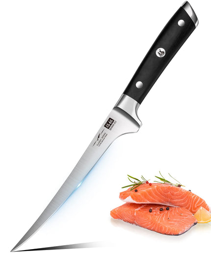 SHAN ZU Fillet Knife 7 inch- Edge Deboning Fish and Meat Boning Knife, Professional Super Sharp Fish Knife Made of German Stainless Steel Boning Knife