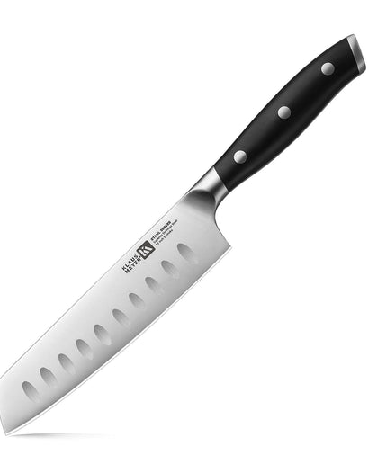 Klaus Meyer Stahl High Carbon Exclusive German Steel 5.5 inch Santoku Knife (Black)