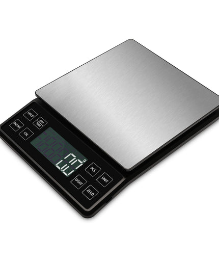 Food Kitchen Scale NEXT-SHINE Rechargeable Digital Scale with LCD Backlit Display and Protective Tray, 5kg x 0.1 for Baking Cooking Meal Prep Parcel, Large Stainless Steel Weighing Platform