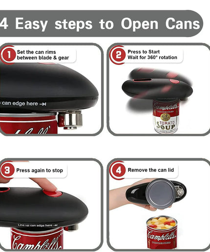 Electric Can Opener,Auto Electric Can Opener,No Sharp Edge a Simple Push of Button - Automatic,Can Opener Electric for Seniors,Kitchen，Home，Restaurant Fits Almost Any Can Size