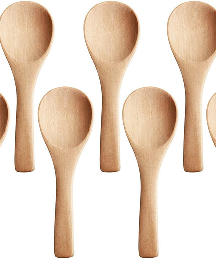 30 Pieces Small Wooden Spoons Mini Nature Wooden Spoons for Jars Mini Tasting Spoons Condiments Salt Spoons for Kitchen Cooking Seasoning Oil Coffee Tea Sugar (Natural Wood Color)