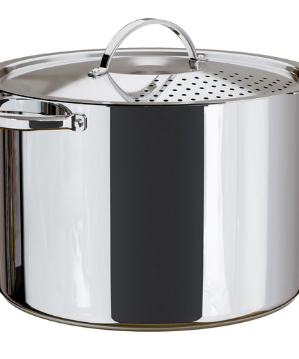 Stainless Steel Pasta Pot with Locking Strainer Lid - 5.5 Quart Large Capacity Cooking Pot | Twist & Lock for Easy Drain & No Colander Or Strainer Basket Insert Needed | Dishwasher Safe