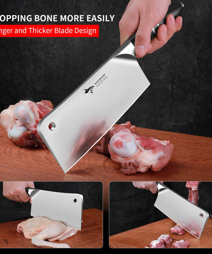 MAD SHARK High-end Meat Cleaver Knife 7.5 Inch, Best Professional Heavy Duty Bone Chopper, Butcher Knife for Meat Cutting, Chopping Knife, Bone Cutting Knife, Meat Bone Cutter, Chinese Cleaver Knife