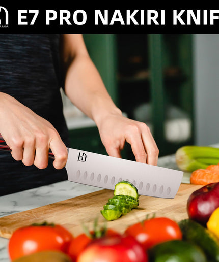 KnifeSaga 2023 Upgraded Nakiri Chef Knife Japanese Professional 7 Inch Sharp Meat Cleaver Kitchen Knives for Chopping Vegetable and Cooking, High Carbon Stainless Steel Asian Chopping Chefs Knife