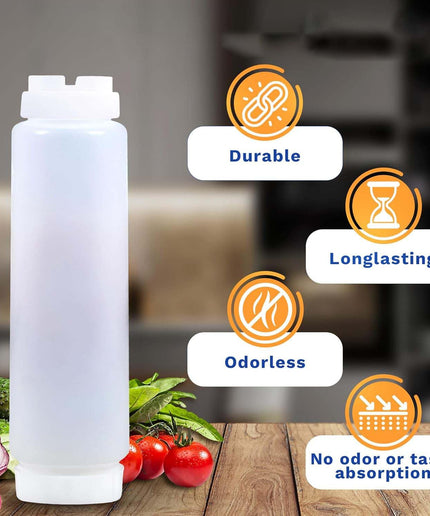 6PCS 16oz Inverted Plastic Squeeze Bottles,Condiment Squeeze Bottles for Sauces, Refillable Large Valve Dispenser Ketchup Sour Cream Squeeze Bottles for Restaurants Catering