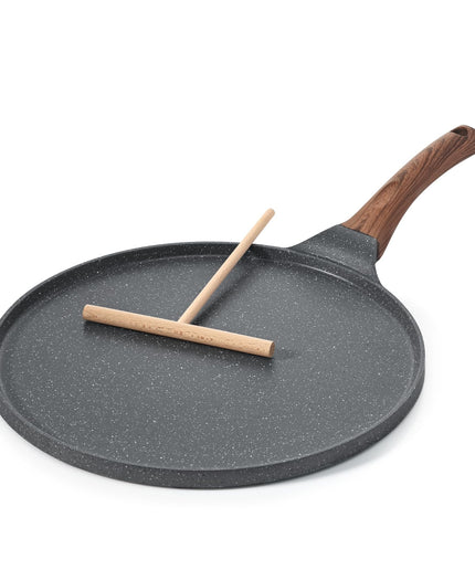 SENSARTE Nonstick Crepe Pan, Swiss Granite Coating Dosa Pan Pancake Flat Skillet Tawa Griddle 10-Inch with Stay-Cool Handle, Induction Compatible, PFOA Free