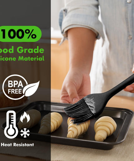 Basting Brushes Silicone Heat Resistant Pastry Brushes Spread Oil Butter Sauce Marinades for BBQ Grill Barbecue Baking Kitchen Cooking BPA Free Dishwasher Safe (Black 2)