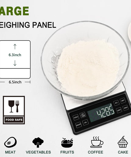 Food Kitchen Scale NEXT-SHINE Rechargeable Digital Scale with LCD Backlit Display and Protective Tray, 5kg x 0.1 for Baking Cooking Meal Prep Parcel, Large Stainless Steel Weighing Platform