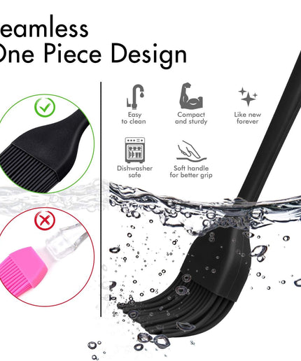 Basting Brushes Silicone Heat Resistant Pastry Brushes Spread Oil Butter Sauce Marinades for BBQ Grill Barbecue Baking Kitchen Cooking BPA Free Dishwasher Safe (Black 2)