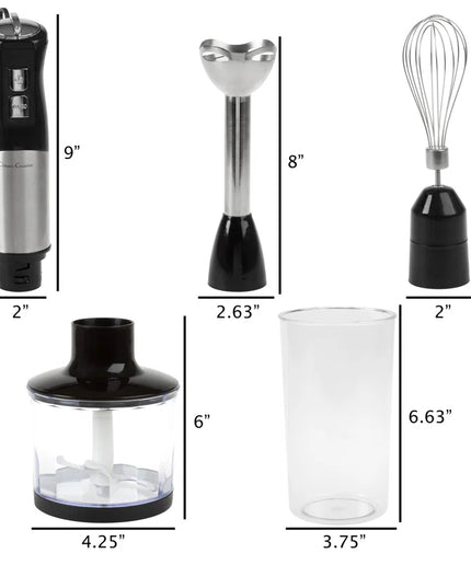 6-Speed Immersion Blender - 4-In-1 Hand Mixer with Whisk, Food Processor Cup, and 32Oz Beaker for Soup, Smoothies, and More