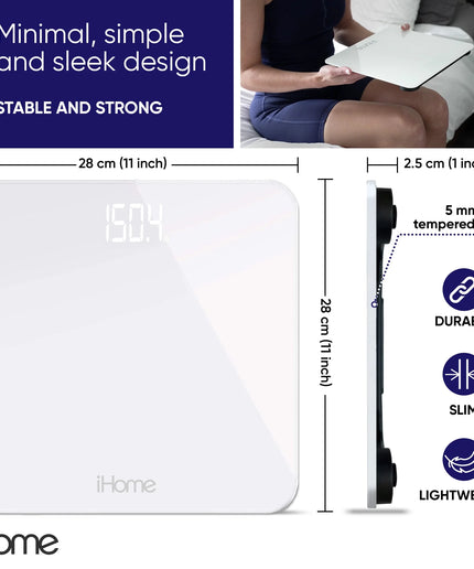 Digital Bathroom Scale 400 Lbs Weighing Scale for Body Weight with LED Display, White