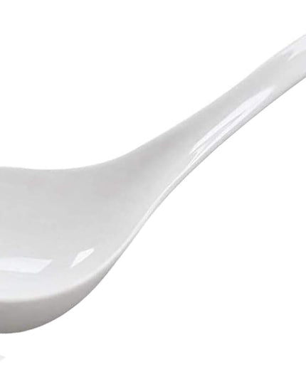 Ceramic Ladle Pure White Soup Spoon Bone China Big Ladle Spoons Heavy Duty Deep Porcelain Flatware Asian Soup Tureen Spoons10 Inch Long