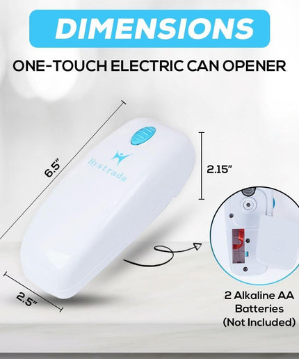 Electric Can Opener - No Sharp Edge Handheld Can Opener - Battery Operated Can Opener - Easy One-Touch Operation Can Opener - Automatic Can Opener Works on All Types of Cans (White)