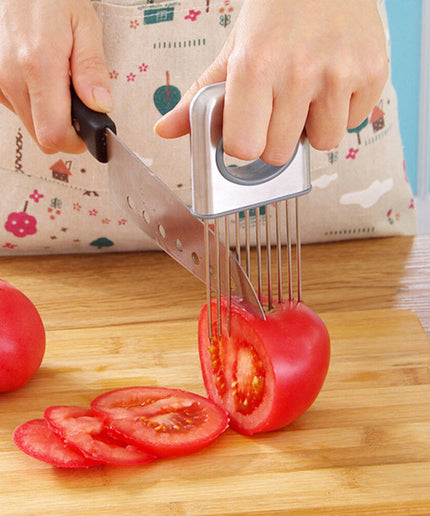 Onion Holder Tomato Cutter Meat Slicer Stainless Steel Kitchen Gadgets