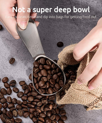 Coffee Scoop:  18/8 Stainless Steel Measuring Coffee Scoop 2 Tablespoon, Short Handled Measure Scooper for Ground Coffee, Bean in Canister (Silver, 2Tbsp/30Ml)