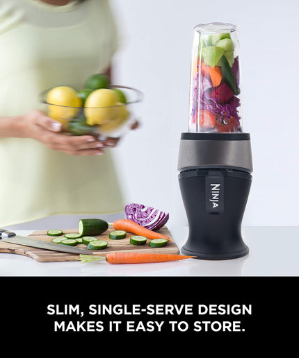 Ninja Fit Compact Personal Blender, Portable Blender for-Smoothies, Shakes, Food Prep, and Frozen Blending, 700-Watt Base, (2) 16-oz. Cups and Spout Lids, Black QB3001SS