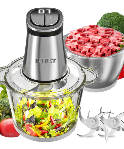 800W 2x12cups LED Timer Food Processor Electric Meat Grinder Small Food Chopper, Vegetable chopper 3 layers 6 blades for Mincing, and Puree for home use kitchen aid, for pet food,baby food by BUMET