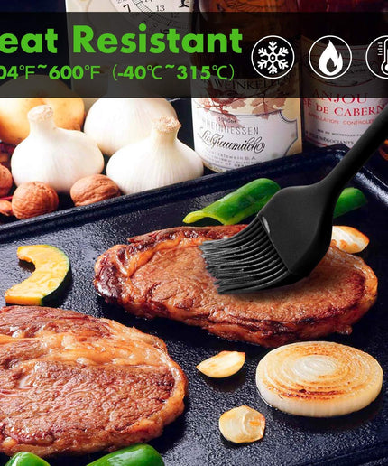 Basting Brushes Silicone Heat Resistant Pastry Brushes Spread Oil Butter Sauce Marinades for BBQ Grill Barbecue Baking Kitchen Cooking BPA Free Dishwasher Safe (Black 2)