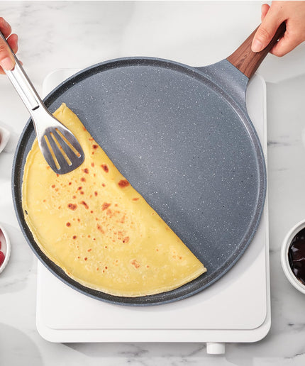 SENSARTE Nonstick Crepe Pan, Swiss Granite Coating Dosa Pan Pancake Flat Skillet Tawa Griddle 10-Inch with Stay-Cool Handle, Induction Compatible, PFOA Free