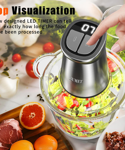 800W 2x12cups LED Timer Food Processor Electric Meat Grinder Small Food Chopper, Vegetable chopper 3 layers 6 blades for Mincing, and Puree for home use kitchen aid, for pet food,baby food by BUMET