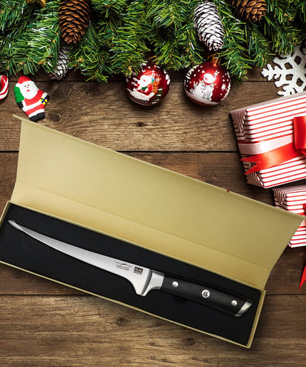 SHAN ZU Fillet Knife 7 inch- Edge Deboning Fish and Meat Boning Knife, Professional Super Sharp Fish Knife Made of German Stainless Steel Boning Knife