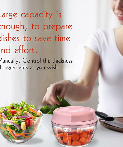 Pull Chop Chopper and Manual Food Processor,Blender,Baby Food Masher with Cord Mechanism for Vegetable Garlic Onion Fruits(500Ml)