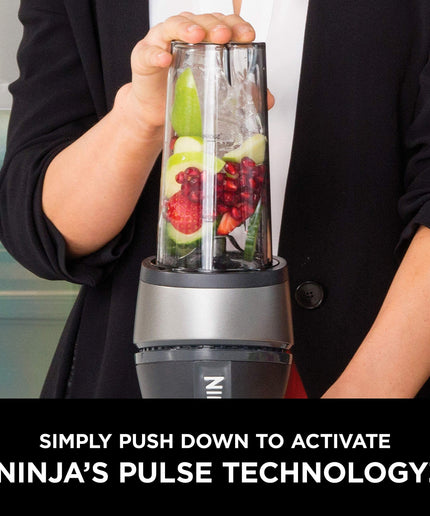 Ninja Fit Compact Personal Blender, Portable Blender for-Smoothies, Shakes, Food Prep, and Frozen Blending, 700-Watt Base, (2) 16-oz. Cups and Spout Lids, Black QB3001SS