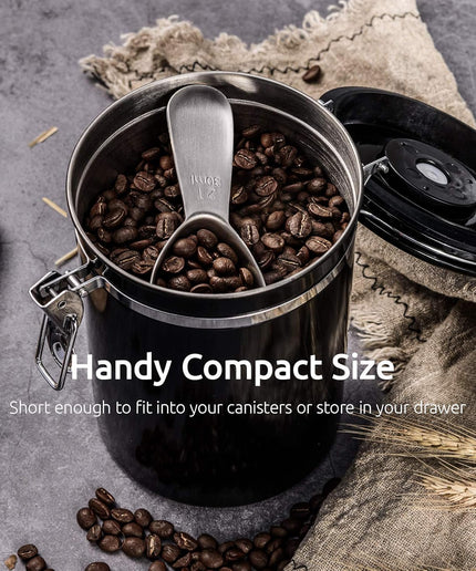 Coffee Scoop:  18/8 Stainless Steel Measuring Coffee Scoop 2 Tablespoon, Short Handled Measure Scooper for Ground Coffee, Bean in Canister (Silver, 2Tbsp/30Ml)