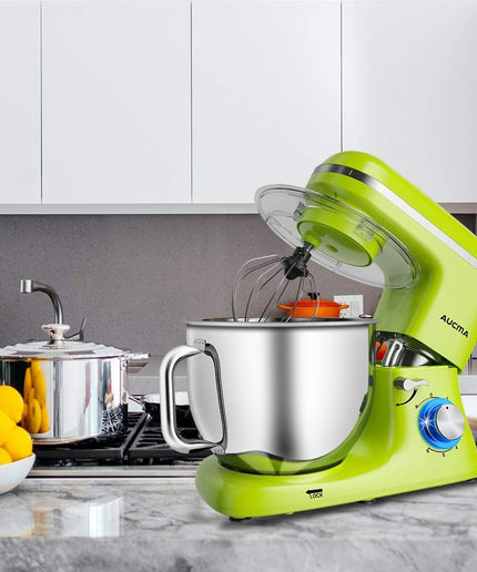 Stand Mixer,7.4Qt 6-Speed Tilt-Head Food Mixer, Electric Kitchen Mixer with Dough Hook, Wire Whip & Beater (Green)