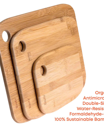 Wooden Cutting Boards for Kitchen - Bamboo Chopping Board Set of 3