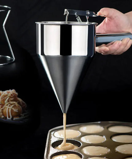 Stainless Steel Cone Funnel with Stand - Perfect for Chocolate Sauce