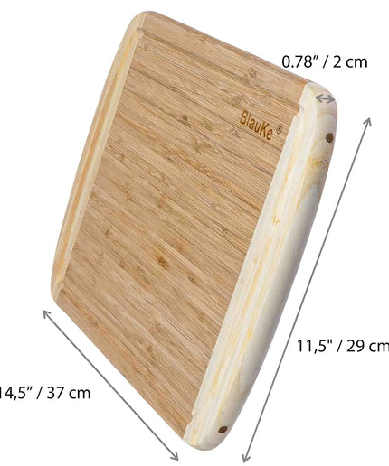 Large Wood Cutting Board for Kitchen 14x11 inch - Bamboo Chopping Board with Juice Groove - Wooden Serving Tray