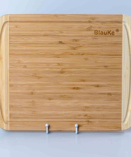 Large Wood Cutting Board for Kitchen 14x11 inch - Bamboo Chopping Board with Juice Groove - Wooden Serving Tray